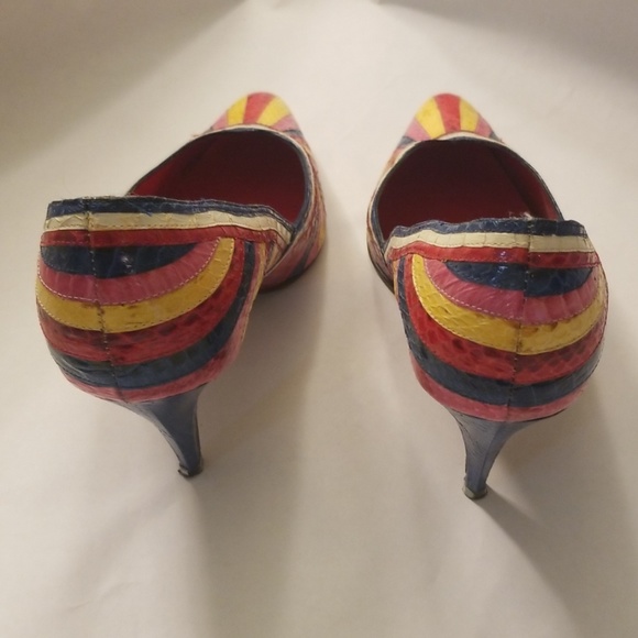 JASMIN SNAKESKIN MULTI COLOR HEEL SHOES 7.5 - Picture 4 of 8